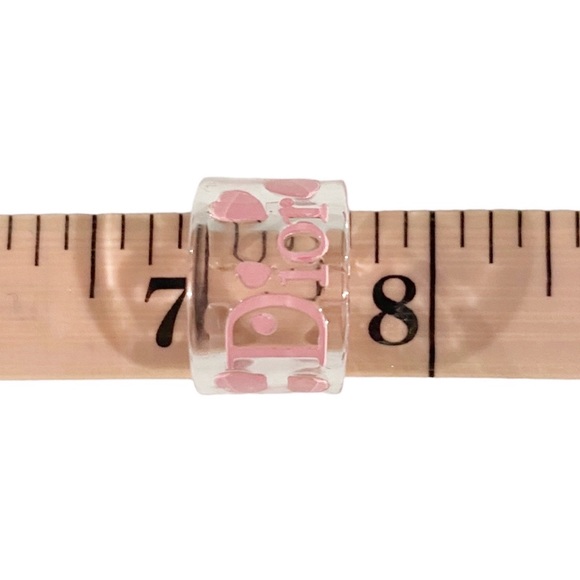 CHRISTIAN DIOR Pink Heart Ring Bracelet Set Ribbon Lucite RARE RARE - Picture 8 of 8
